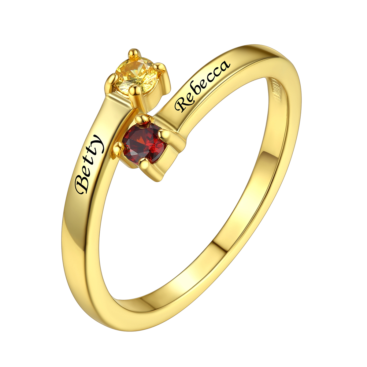 Custom 2-5 Birthstones Adjustable Promise Ring for Women