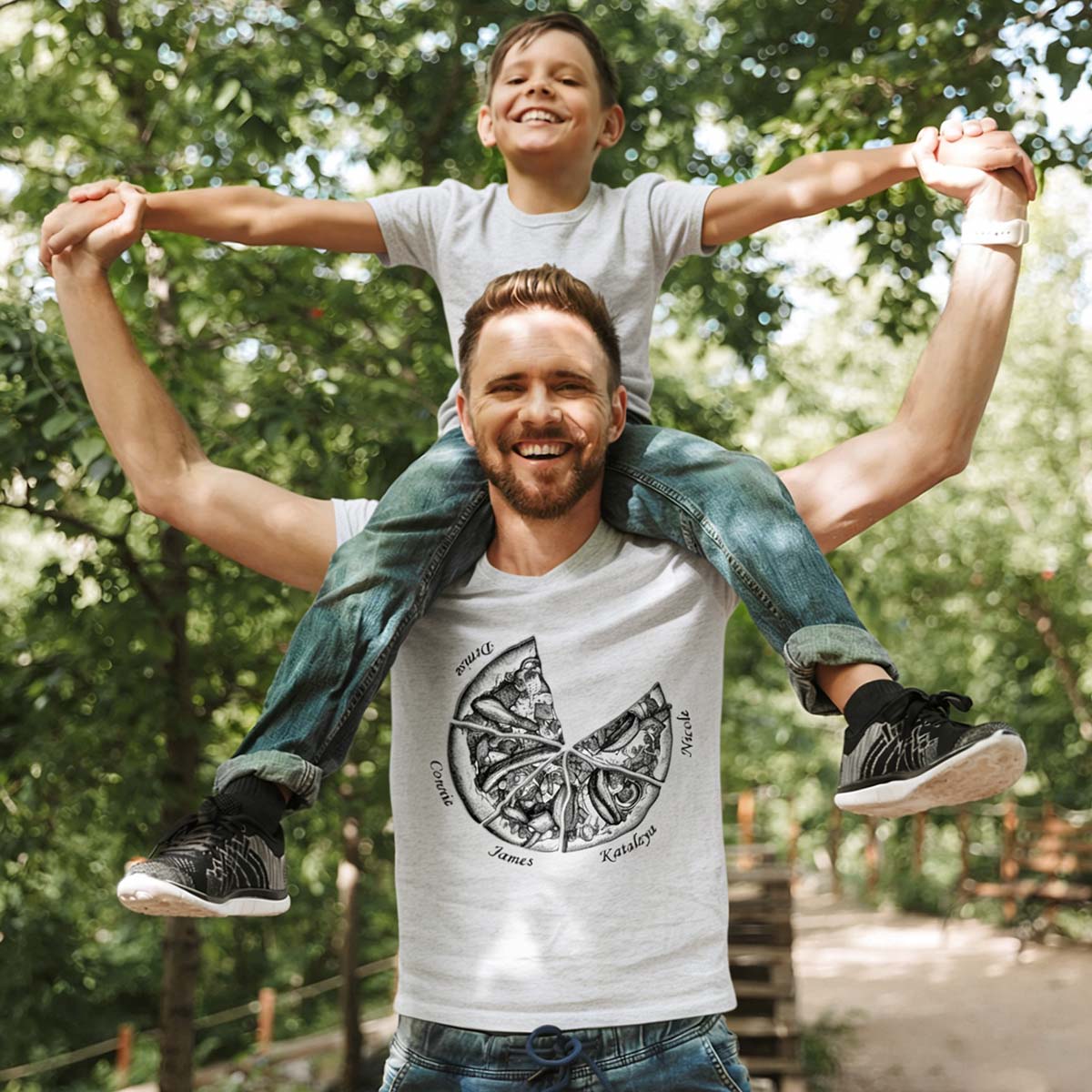 Personalized Pizza Family Name T-Shirt - Custom Kids & Family Gift