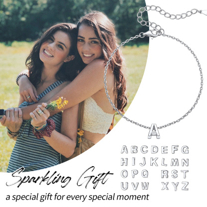 Dainty 925 Sterling Silver Initial Bracelet For Women