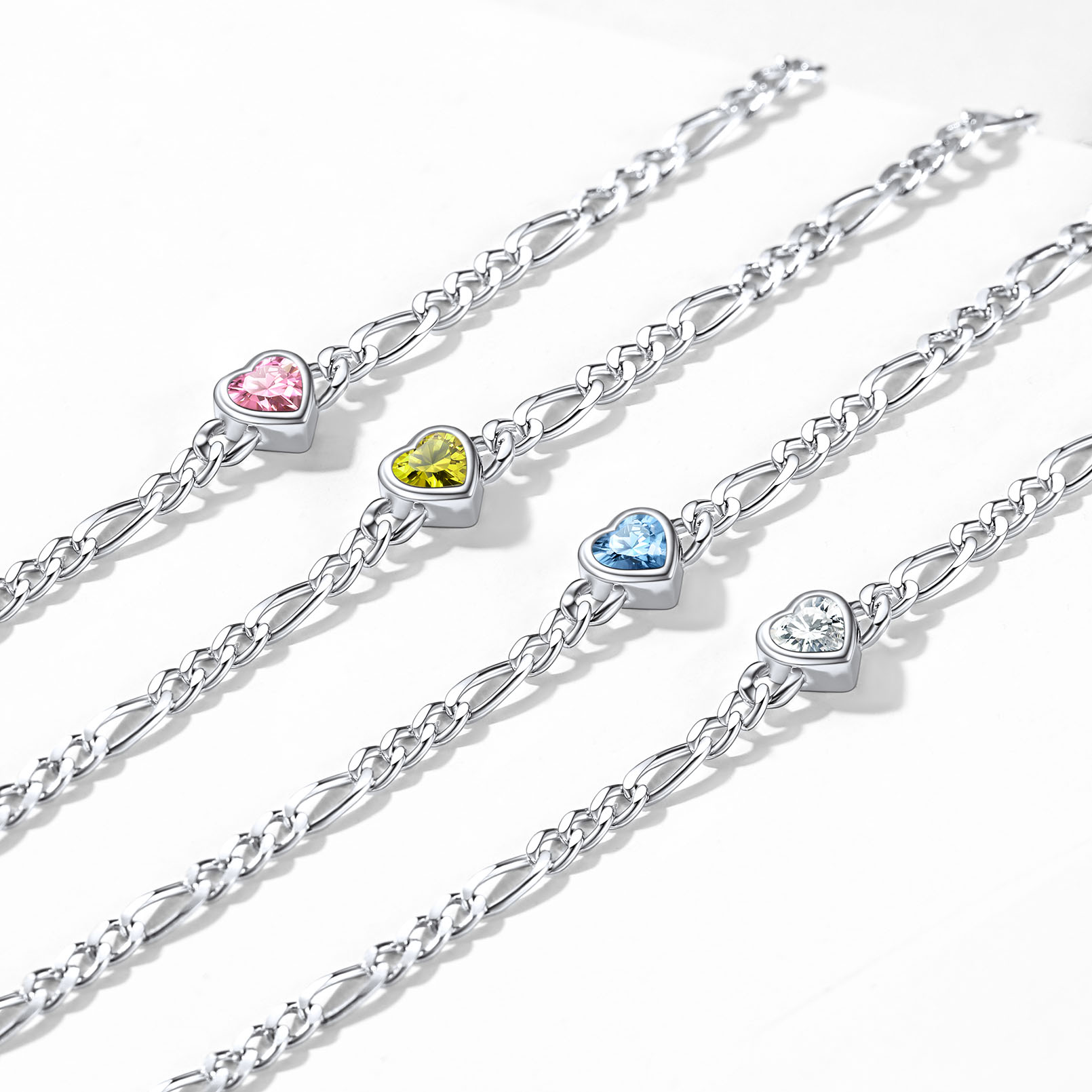 925 Sterling Silver Birthstone Heart Bracelets for Women occasion