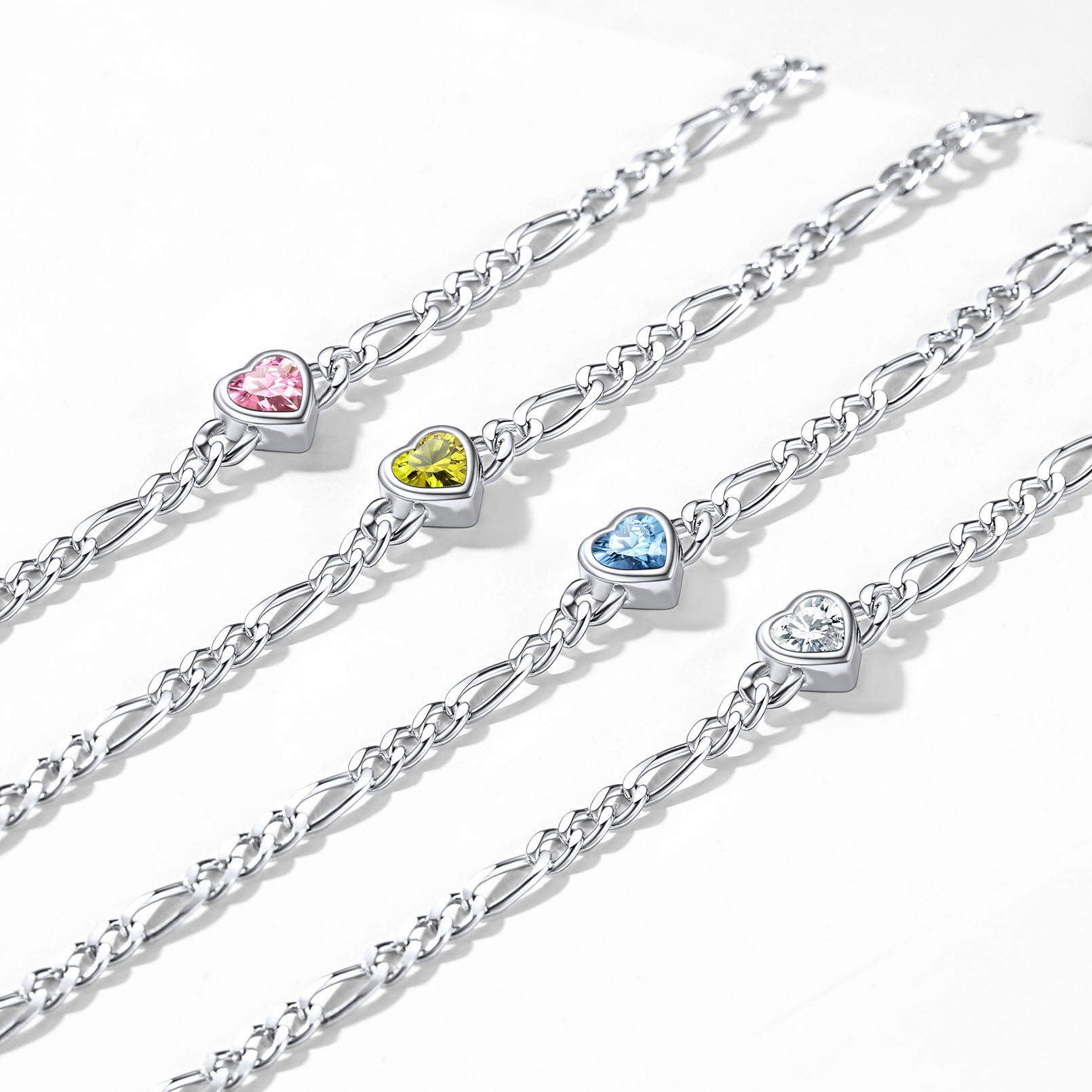 925 Sterling Silver Birthstone Heart Bracelets for Women occasion