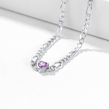 Sterling Silver Birthstone Heart Bracelets for Women scene purple