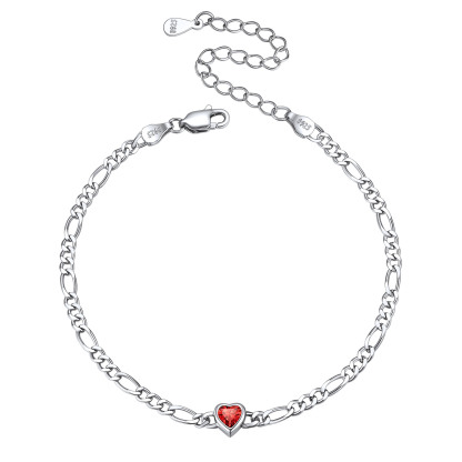 Sterling Silver Birthstone Heart Bracelets for Women Jul