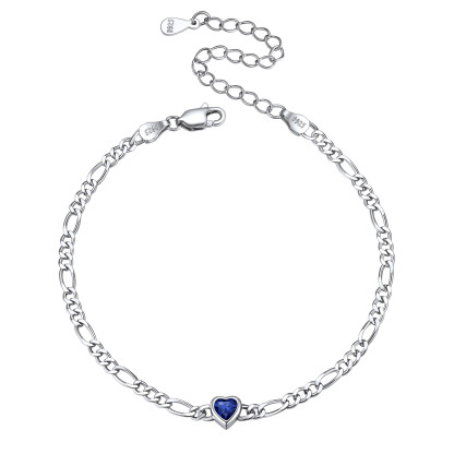Sterling Silver Birthstone Heart Bracelets for Women Sep