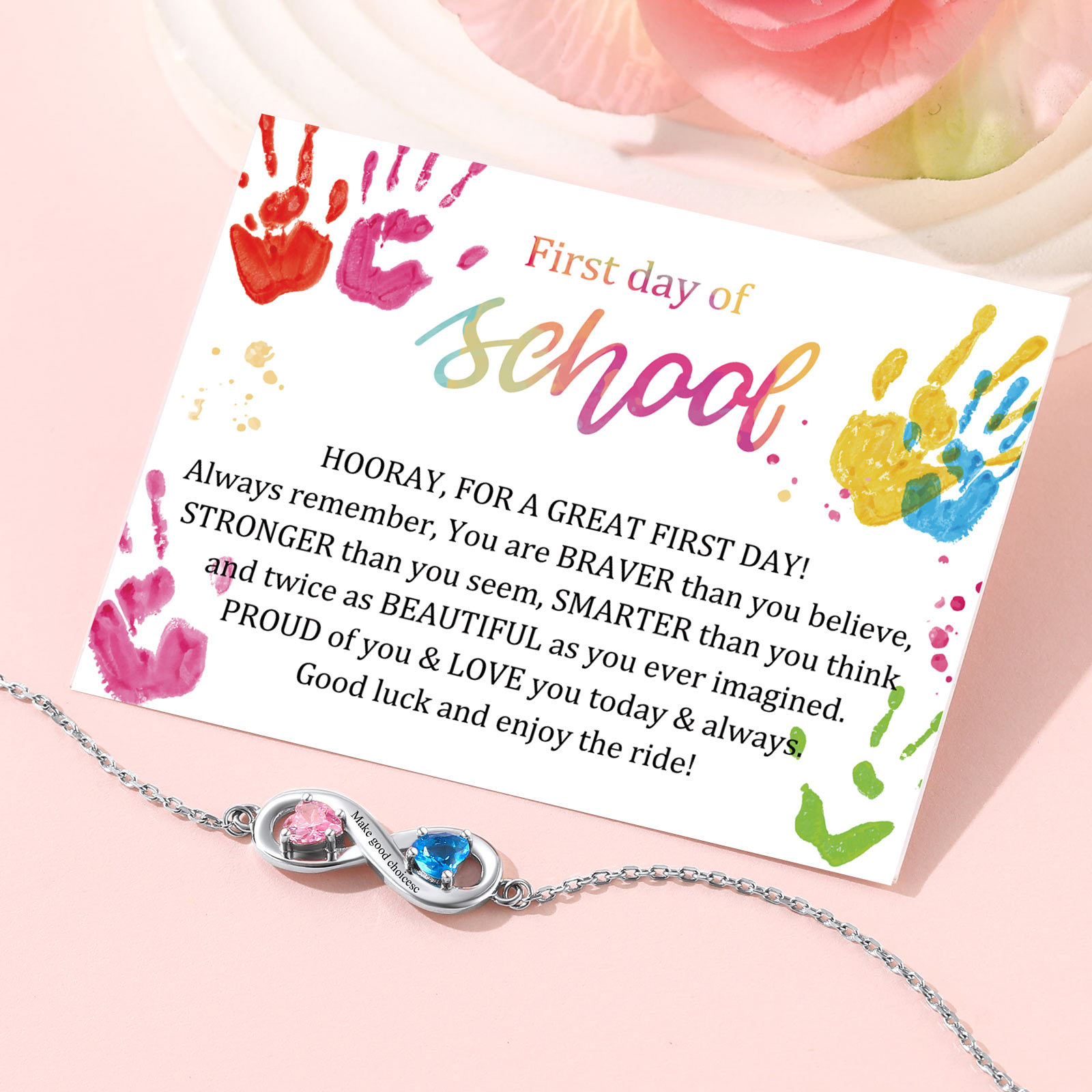 Personalized Name Birthstone Infinity Bracelets