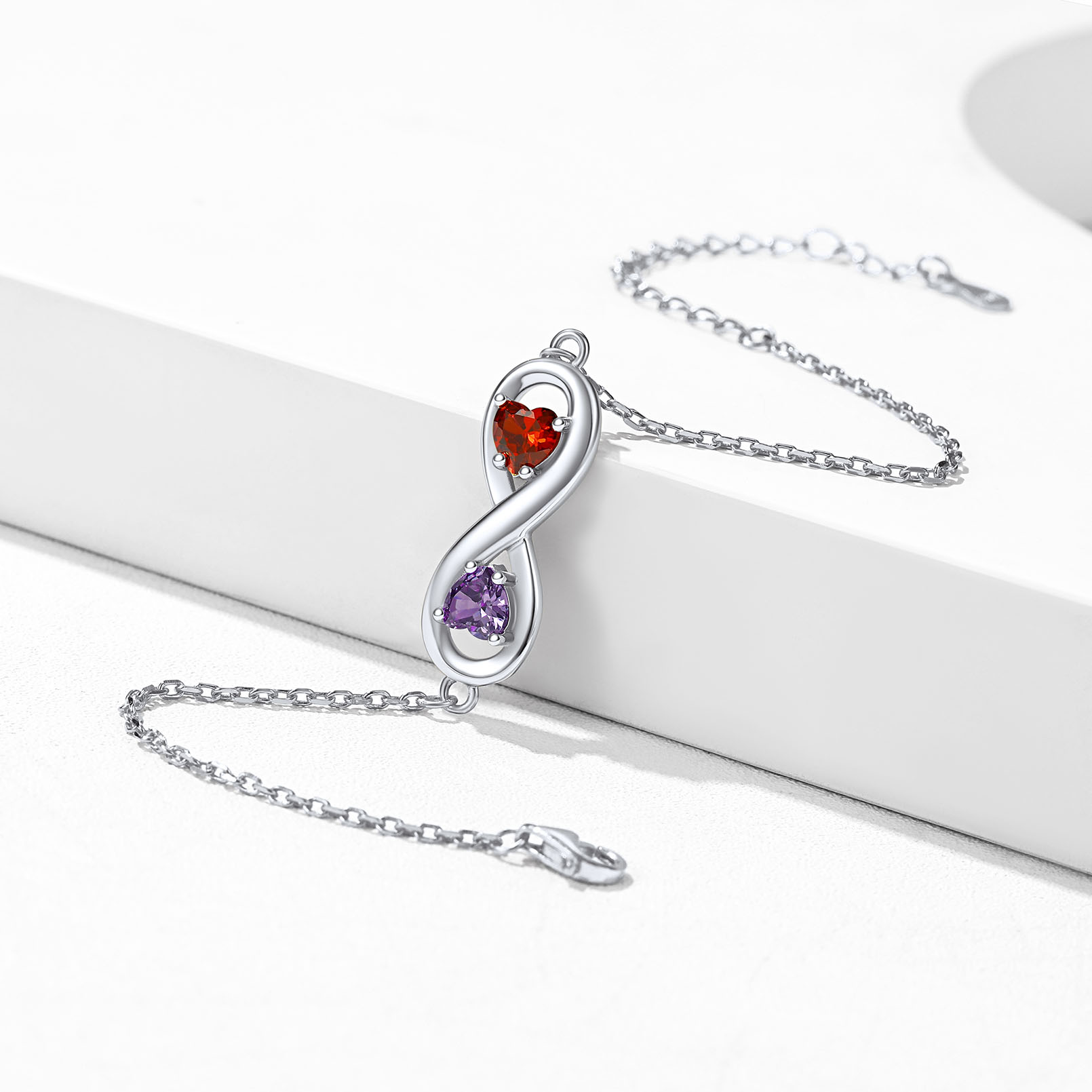 Personalized Name Birthstone Infinity Love Symbol Link Bracelets silver occasion