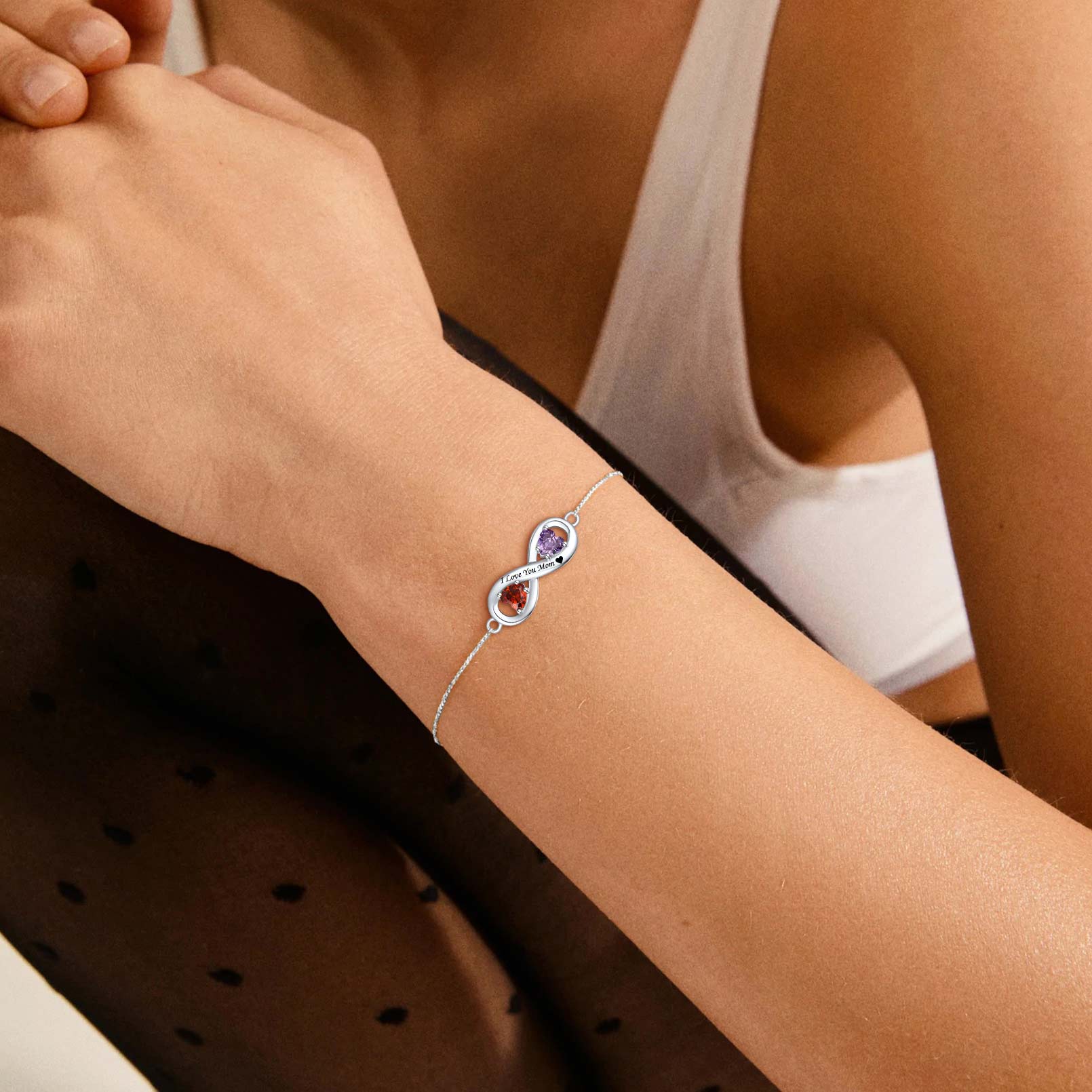 Personalized Name Birthstone Infinity Love Symbol Link Bracelets model