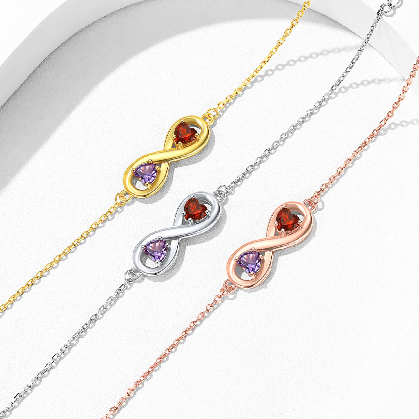 Personalized Name Birthstone Infinity Love Symbol Link Bracelets collection