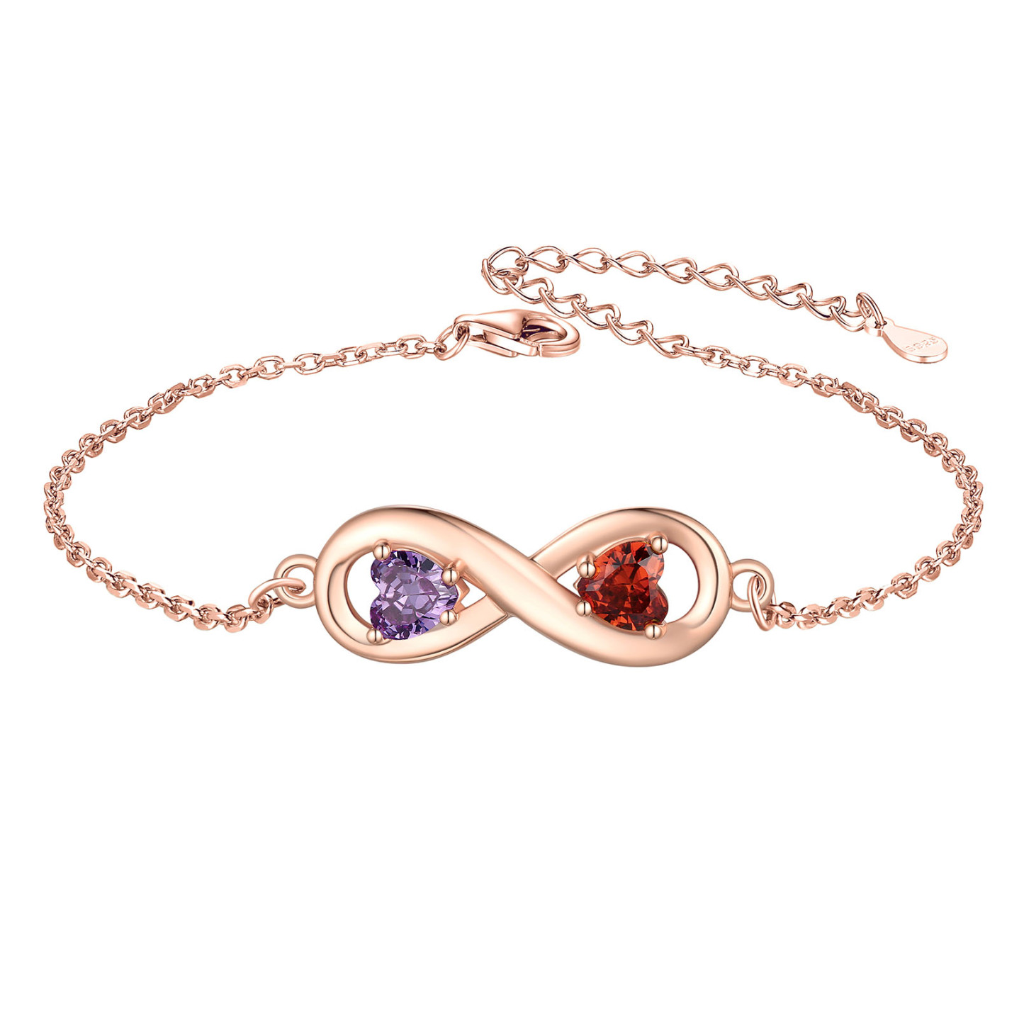 Personalized Name Birthstone Infinity Love Symbol Link Bracelets rose gold