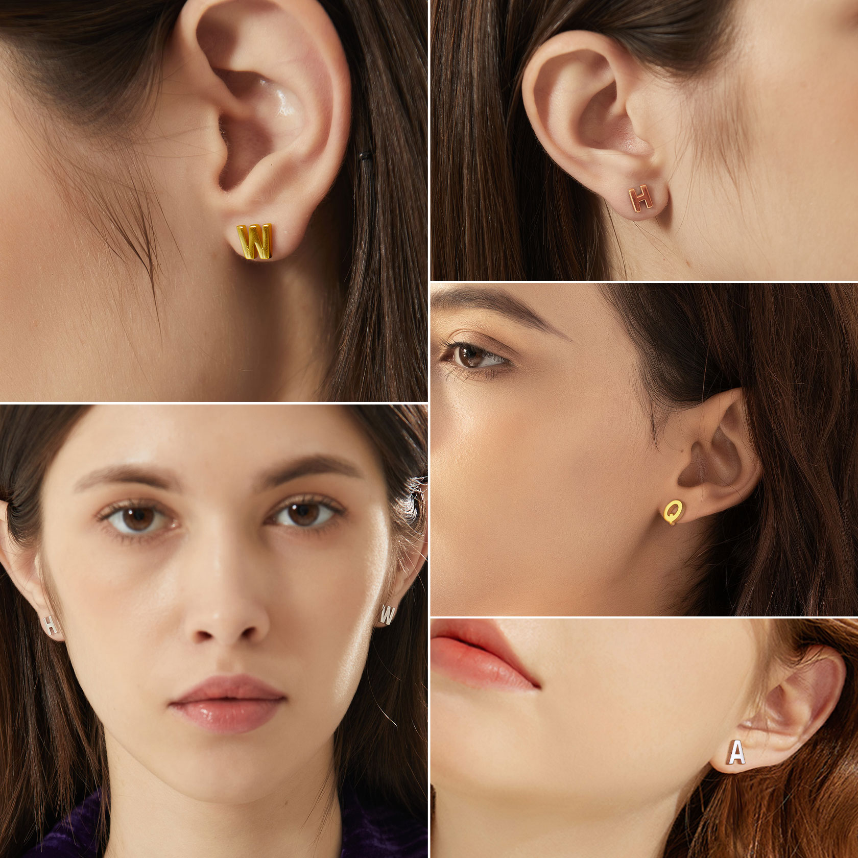  Sterling Silver Initial Dainty Letter Stud Earrings for Women