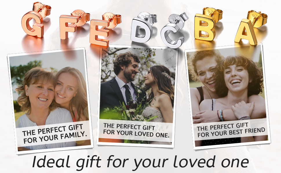  Sterling Silver Initial Dainty Letter Stud Earrings for Women