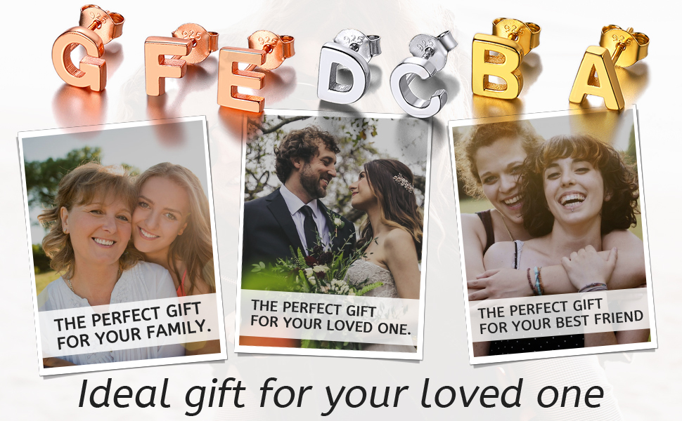  Sterling Silver Initial Dainty Letter Stud Earrings for Women