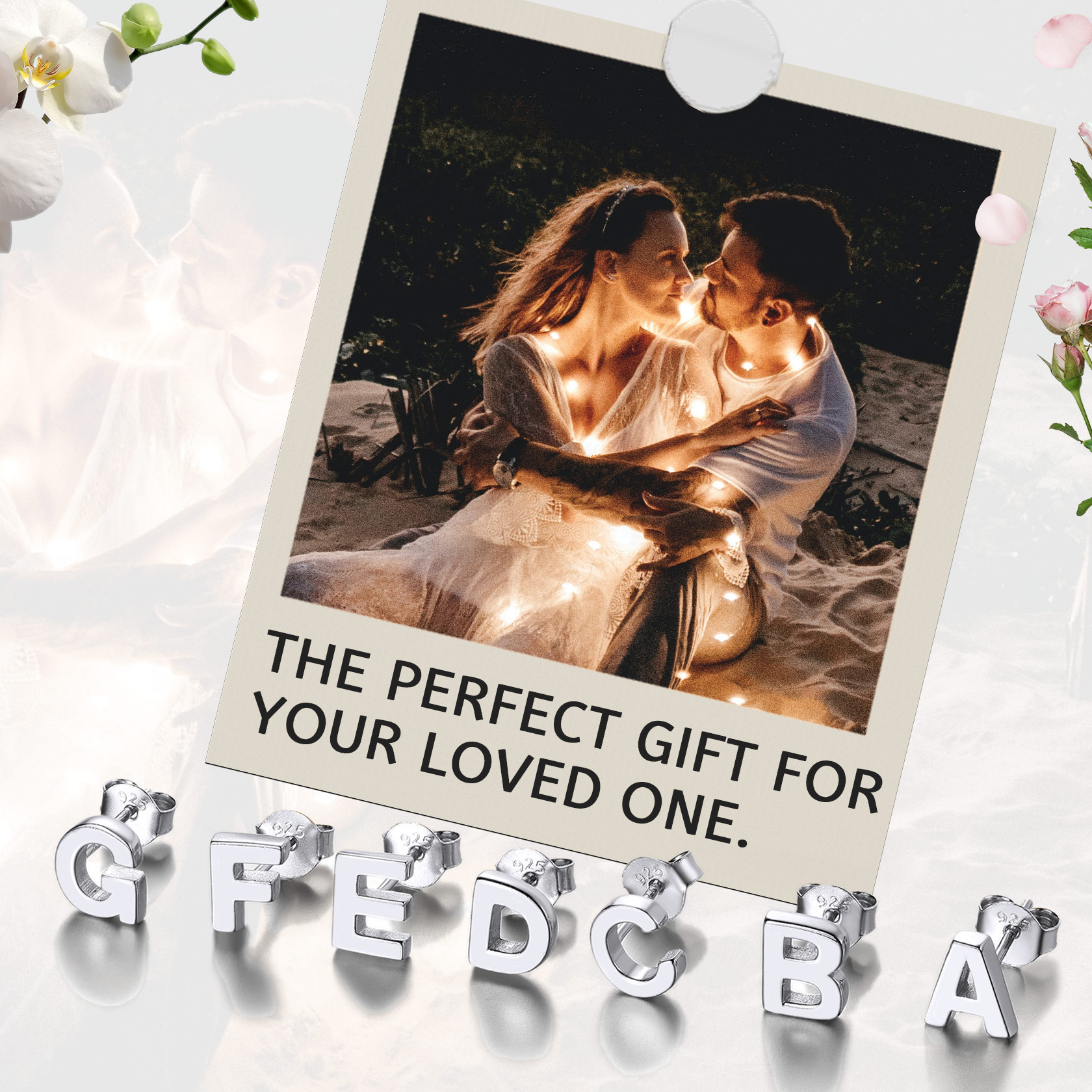  Sterling Silver Initial Dainty Letter Stud Earrings for Women