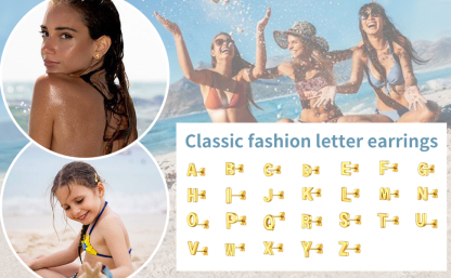  Sterling Silver Initial Dainty Letter Stud Earrings for Women