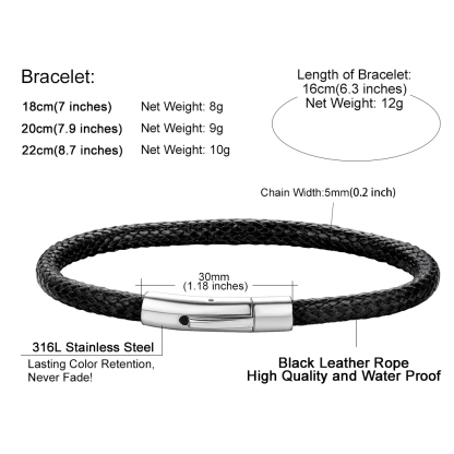 Custom Engraved Leather Bracelet with Magnetic Clasp for Men
