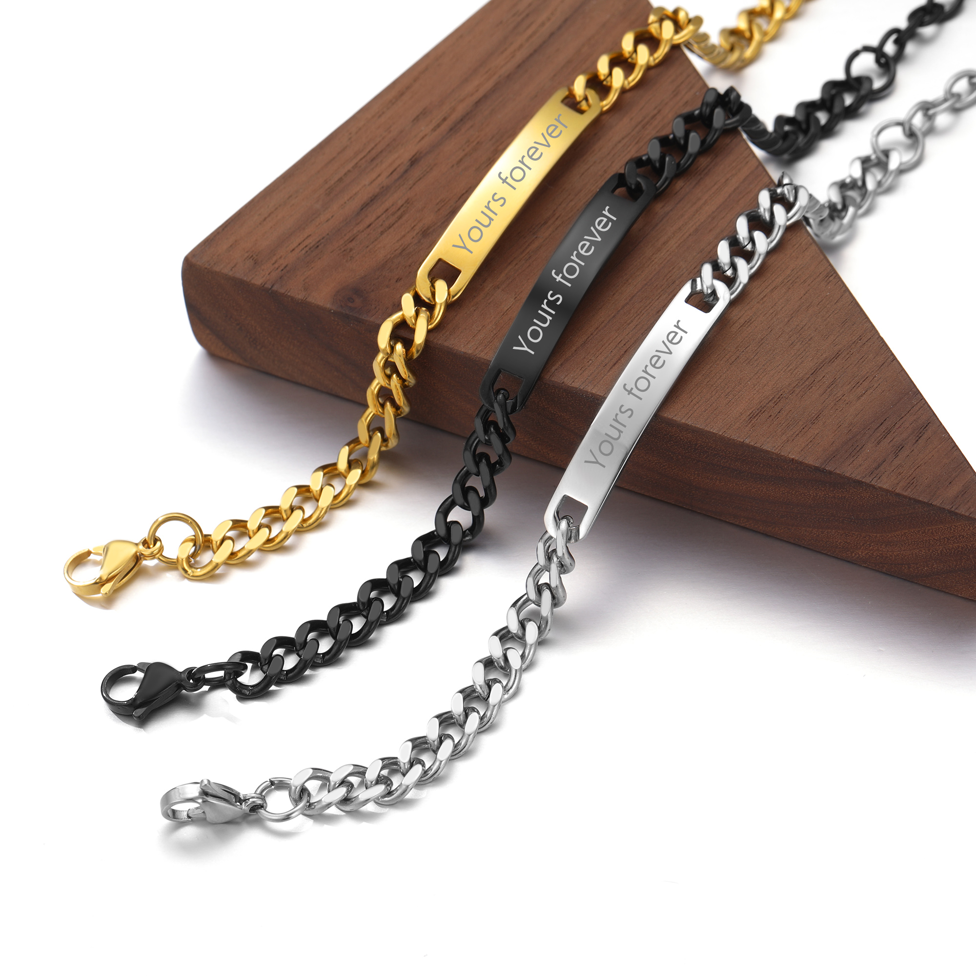 Name Engraved for Men Custom Cuban Link Chain Bracelet Collection