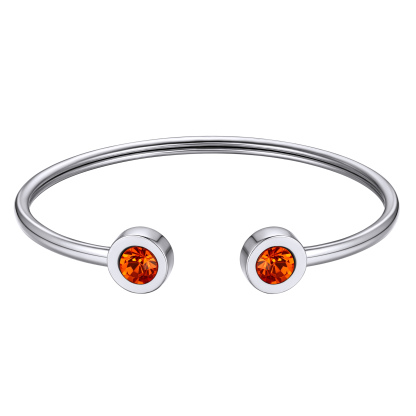Birthstones Bracelet for Women Cuff Bangle with Twelve Months Crystal JAN