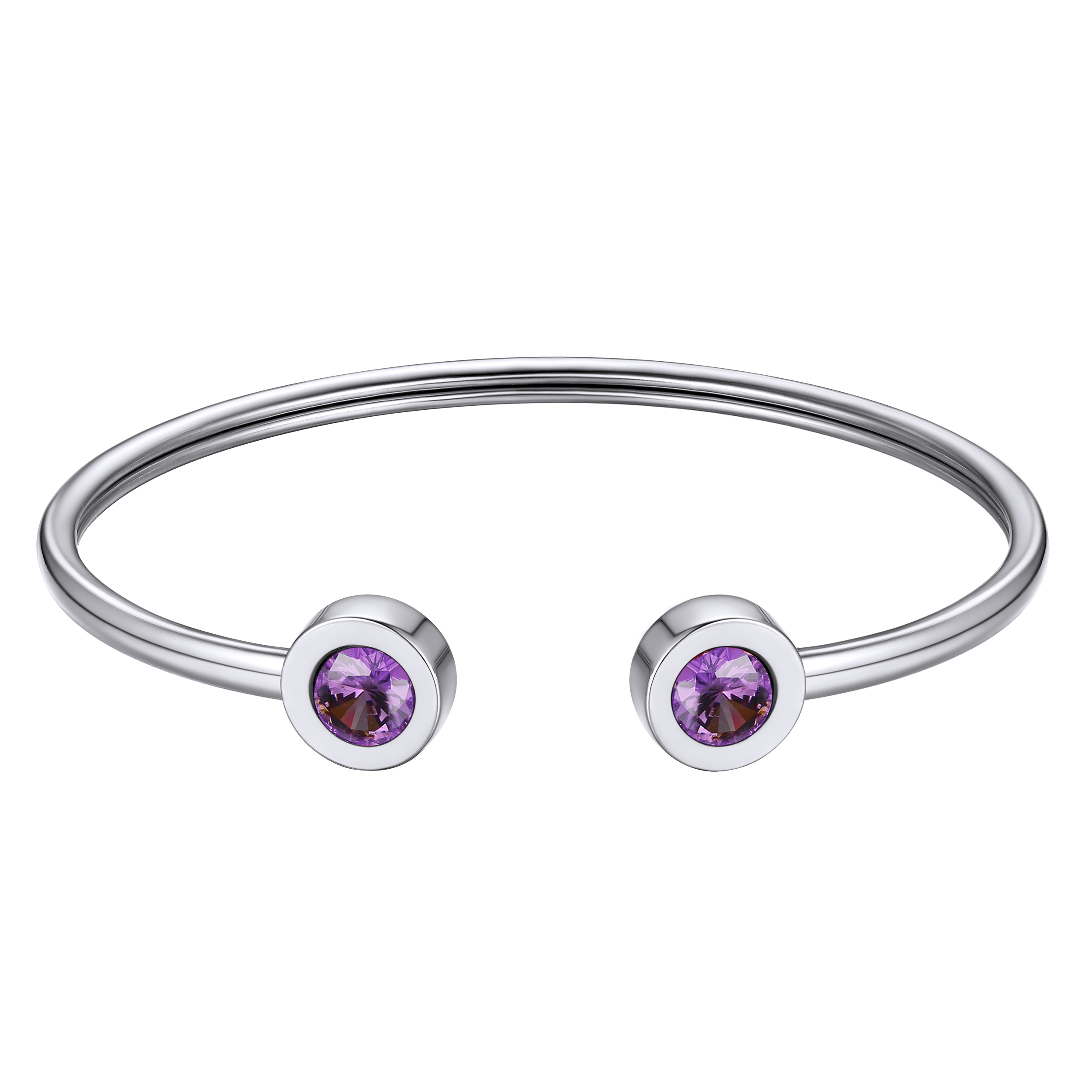 Birthstones Bracelet for Women Cuff Bangle with Twelve Months Crystal FEB