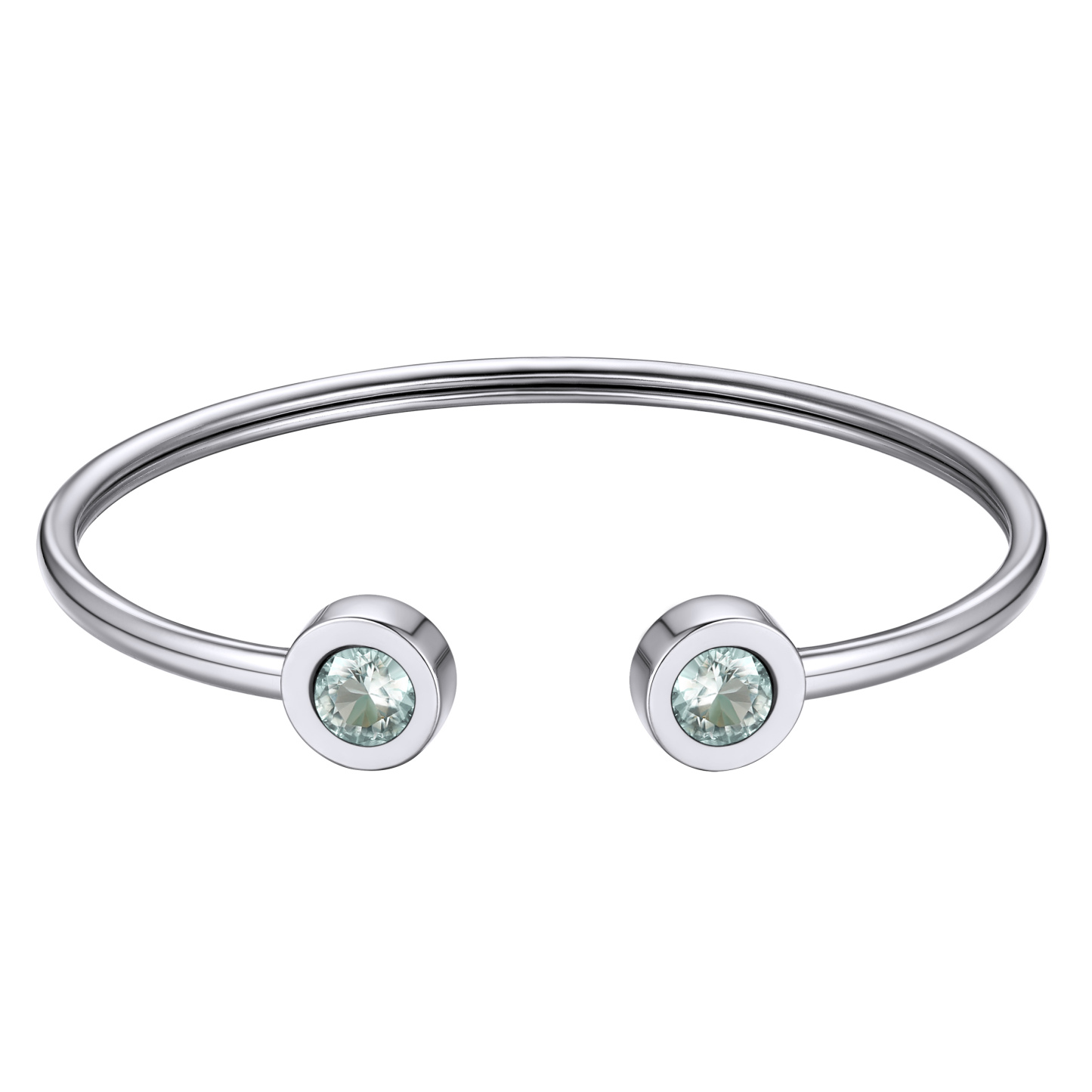 Birthstones Bracelet for Women Cuff Bangle with Twelve Months Crystal MAR