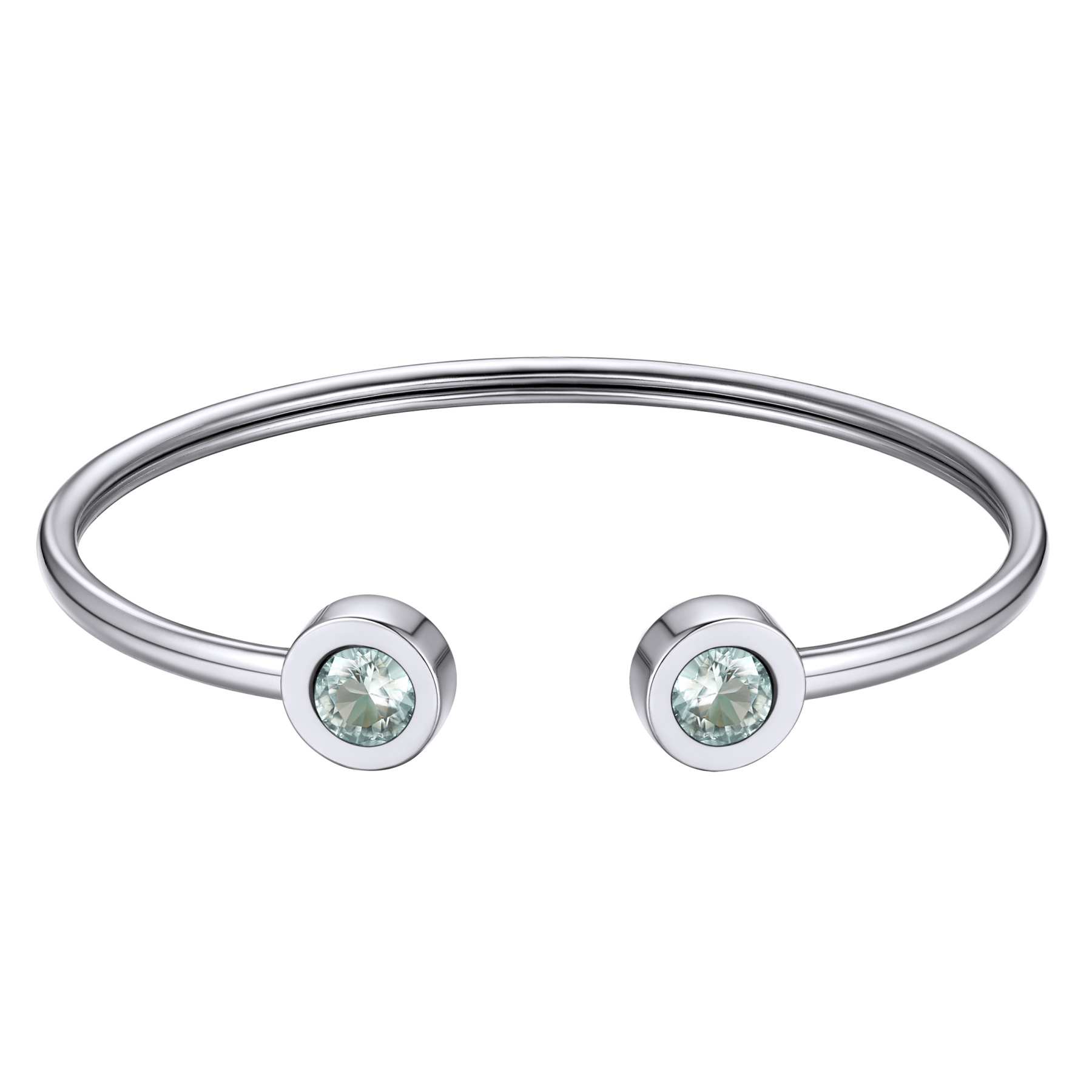 Birthstones Bracelet for Women Cuff Bangle with Twelve Months Crystal MAR