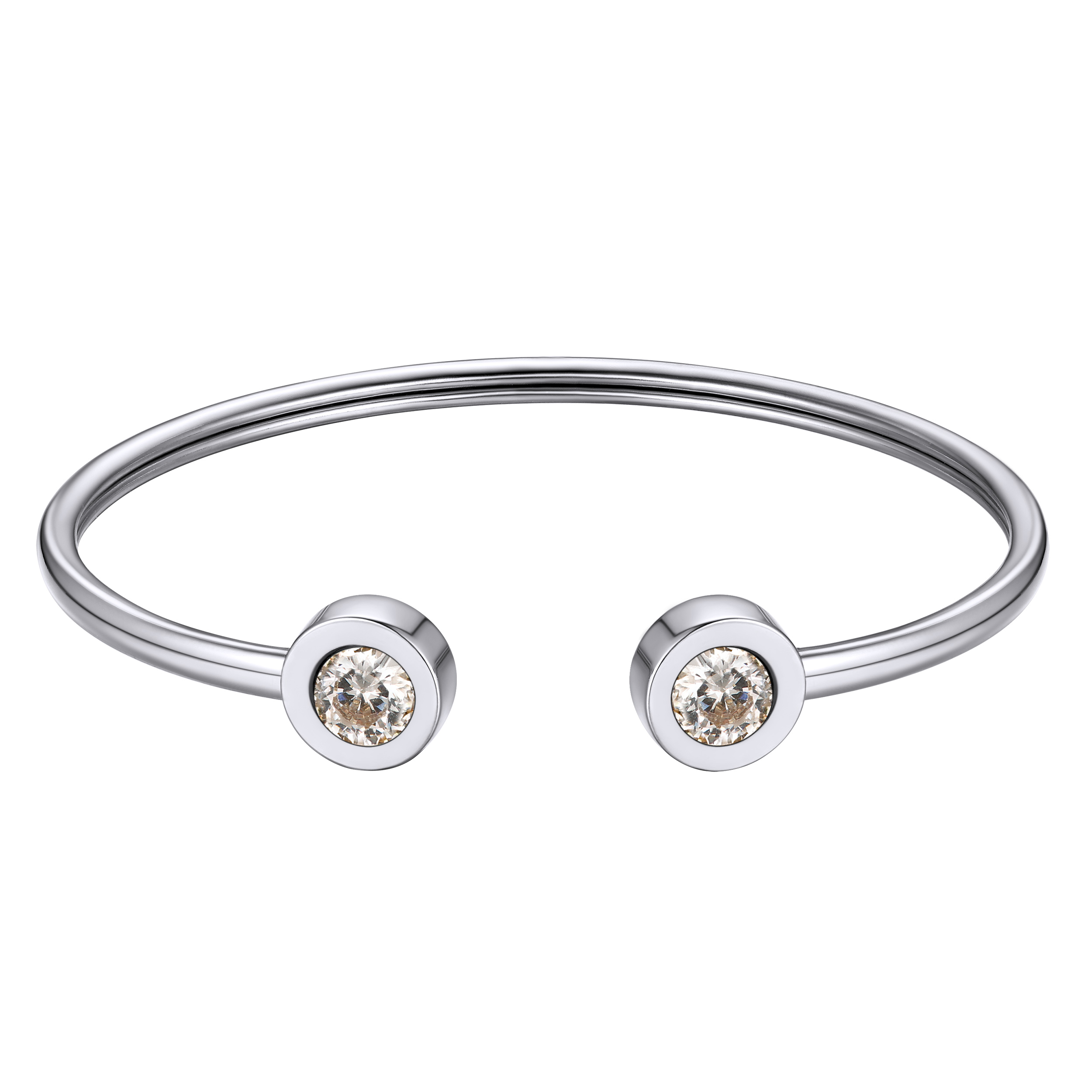 Birthstones Bracelet for Women Cuff Bangle with Twelve Months Crystal APR
