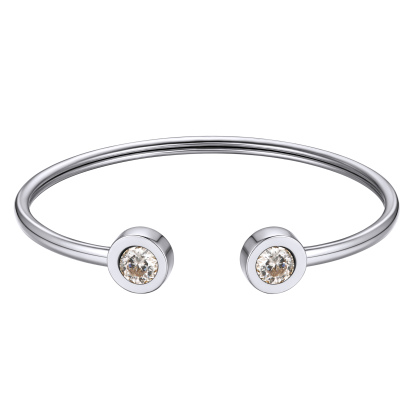 Birthstones Bracelet for Women Cuff Bangle with Twelve Months Crystal APR