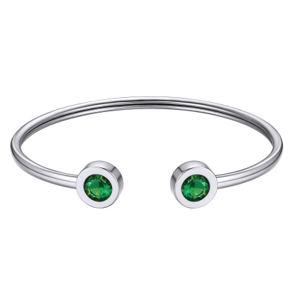Birthstones Bracelet for Women Cuff Bangle with Twelve Months Crystal MAY