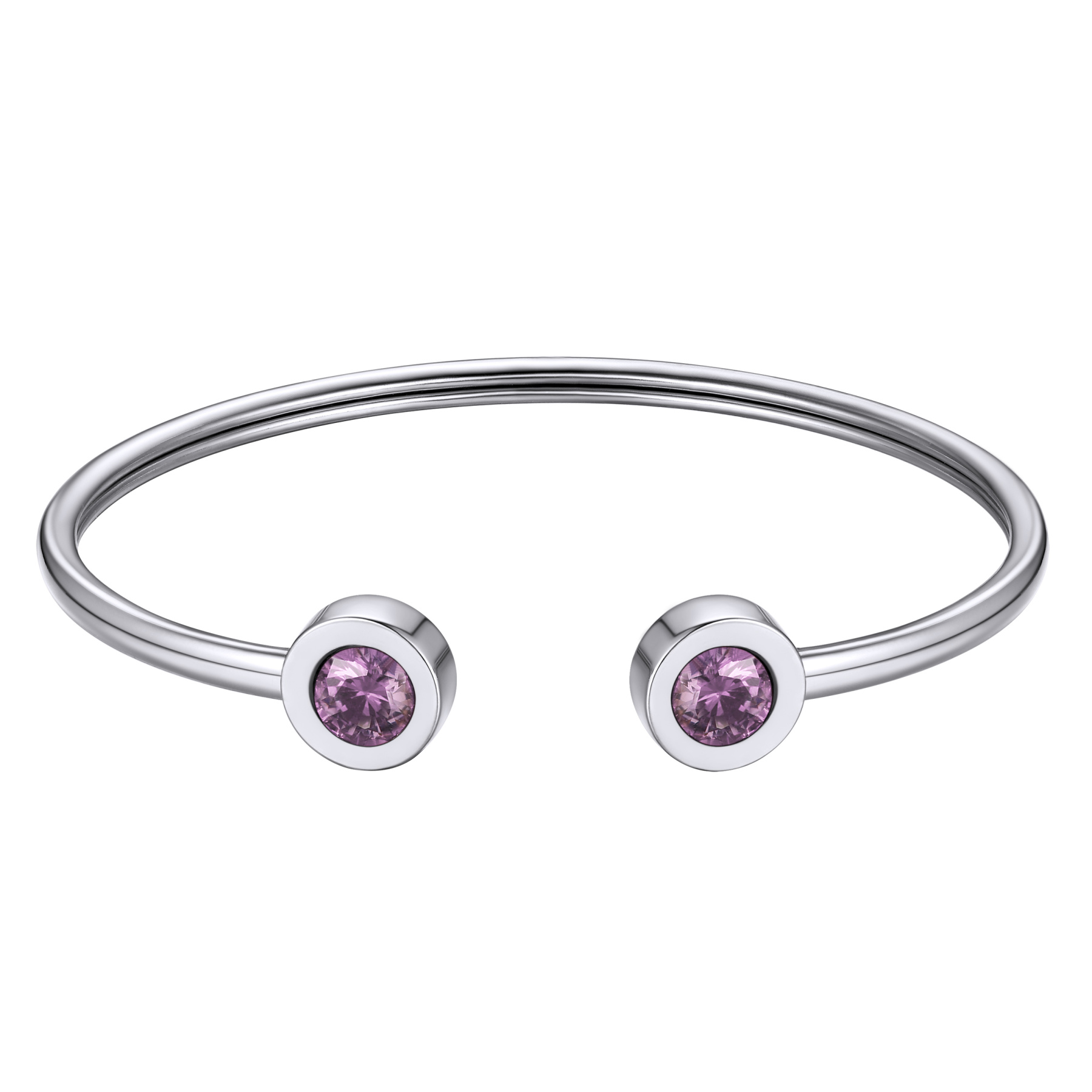 Birthstones Bracelet for Women Cuff Bangle with Twelve Months Crystal JUN