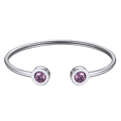 Birthstones Bracelet for Women Cuff Bangle with Twelve Months Crystal JUN