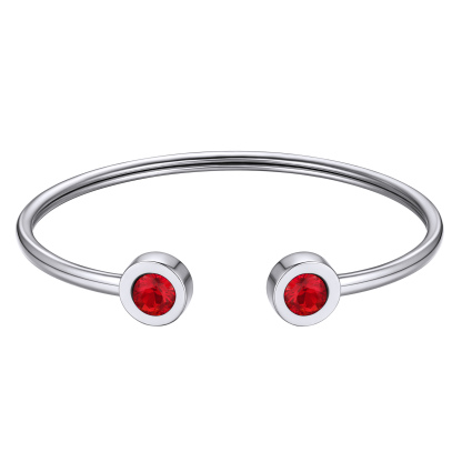 Birthstones Bracelet for Women Cuff Bangle with Twelve Months Crystal JUL