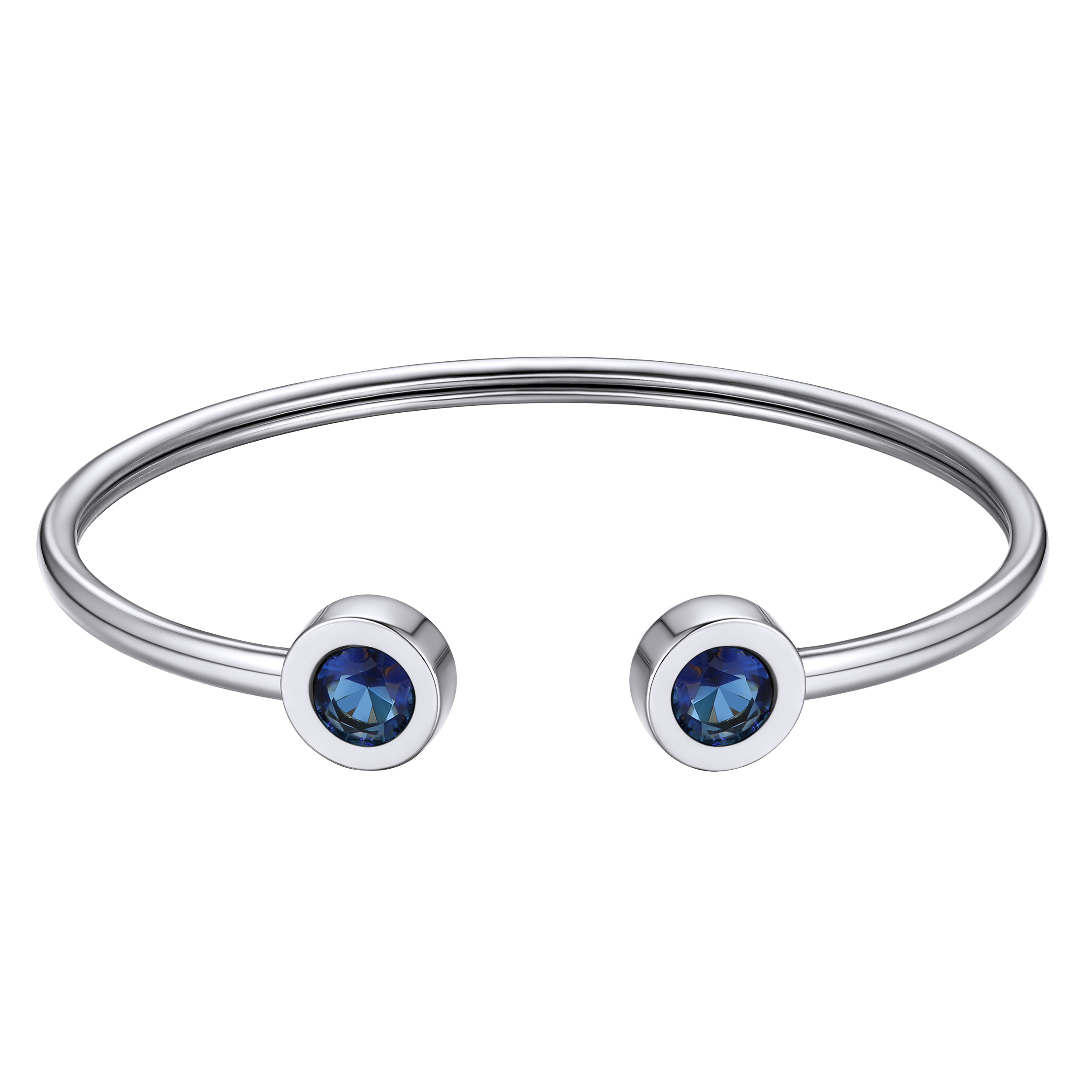Birthstones Bracelet for Women Cuff Bangle with Twelve Months Crystal SEP