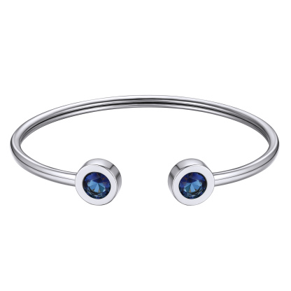 Birthstones Bracelet for Women Cuff Bangle with Twelve Months Crystal SEP