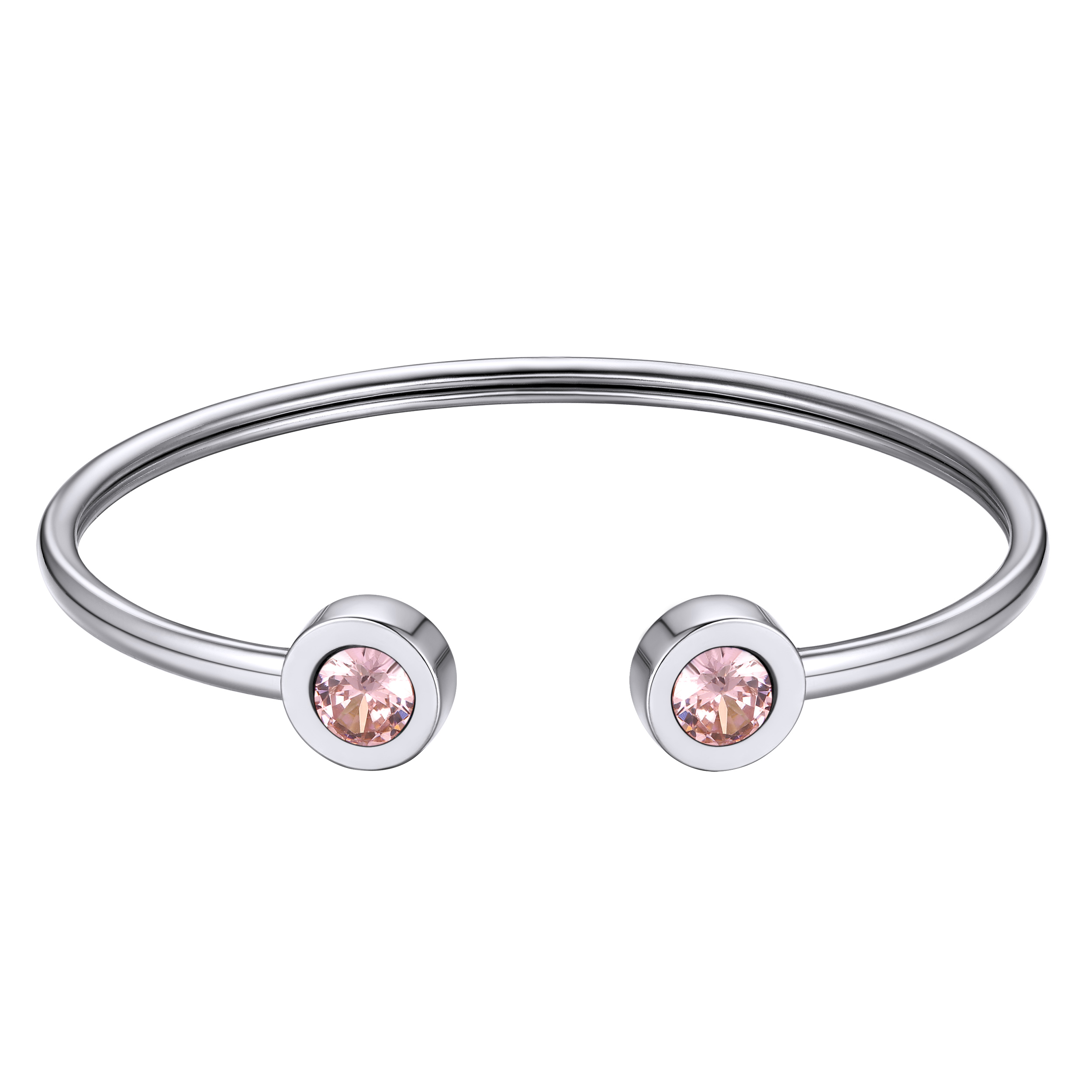 Birthstones Bracelet for Women Cuff Bangle with Twelve Months Crystal OCT