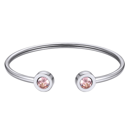Birthstones Bracelet for Women Cuff Bangle with Twelve Months Crystal OCT