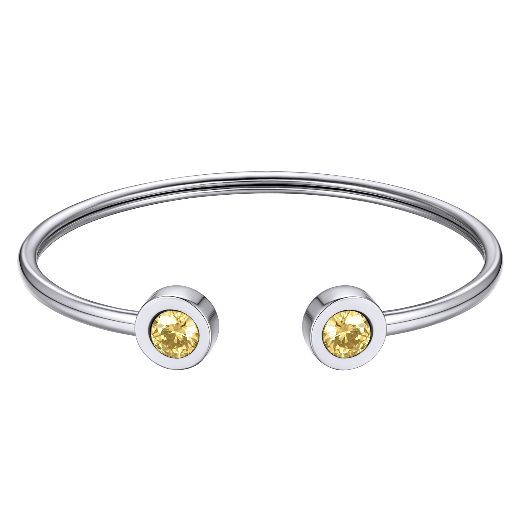 Birthstones Bracelet for Women Cuff Bangle with Twelve Months Crystal NOV
