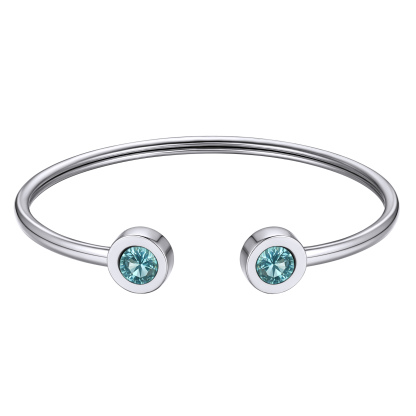 DEC Birthstones Bracelet for Women Cuff Bangle with Twelve Months Crystal