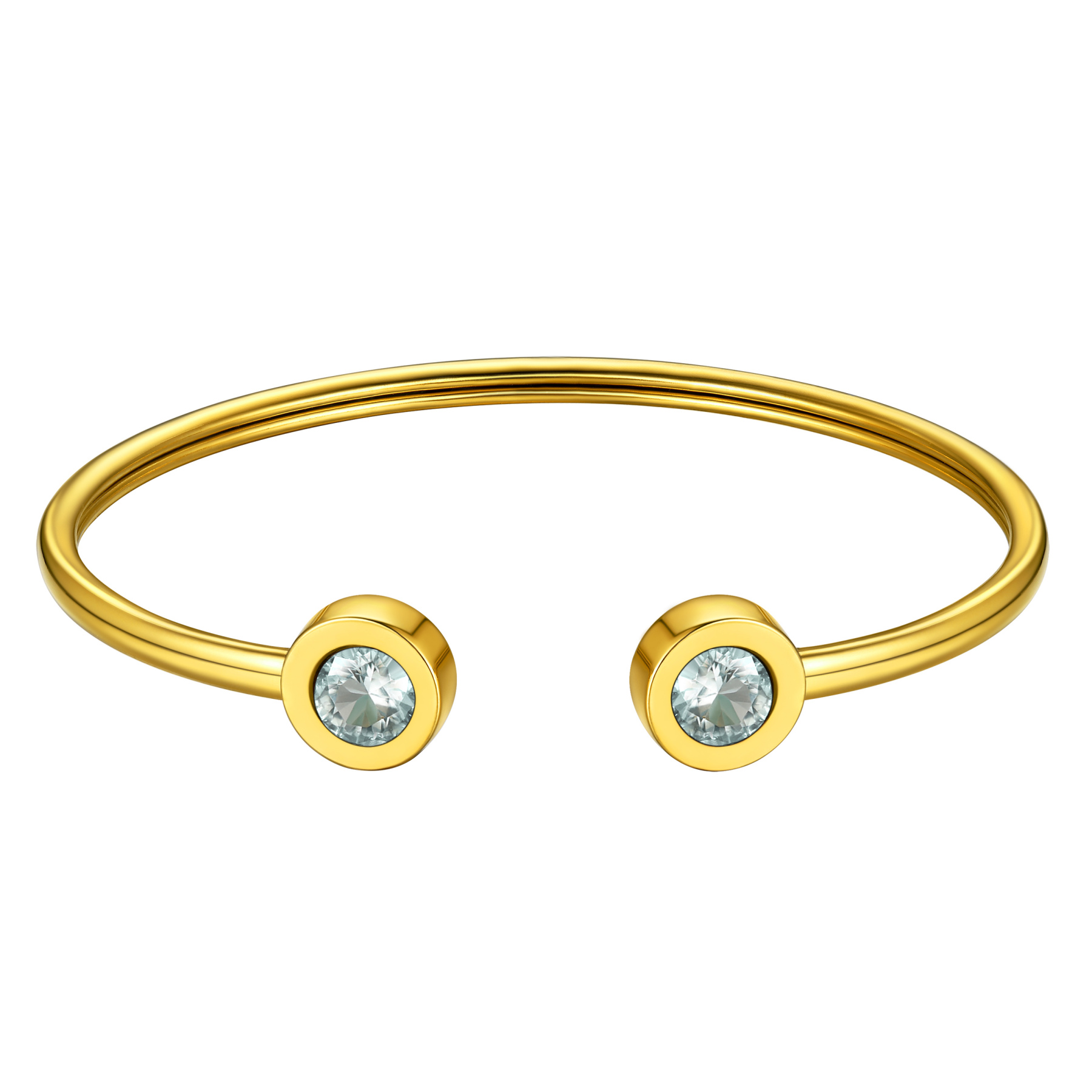 MAR Birthstones Bracelet for Women Cuff Bangle 
with Twelve Months Crystal