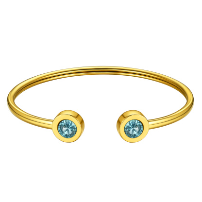 DEC Birthstones Bracelet for Women Cuff Bangle with Twelve Months Crystal