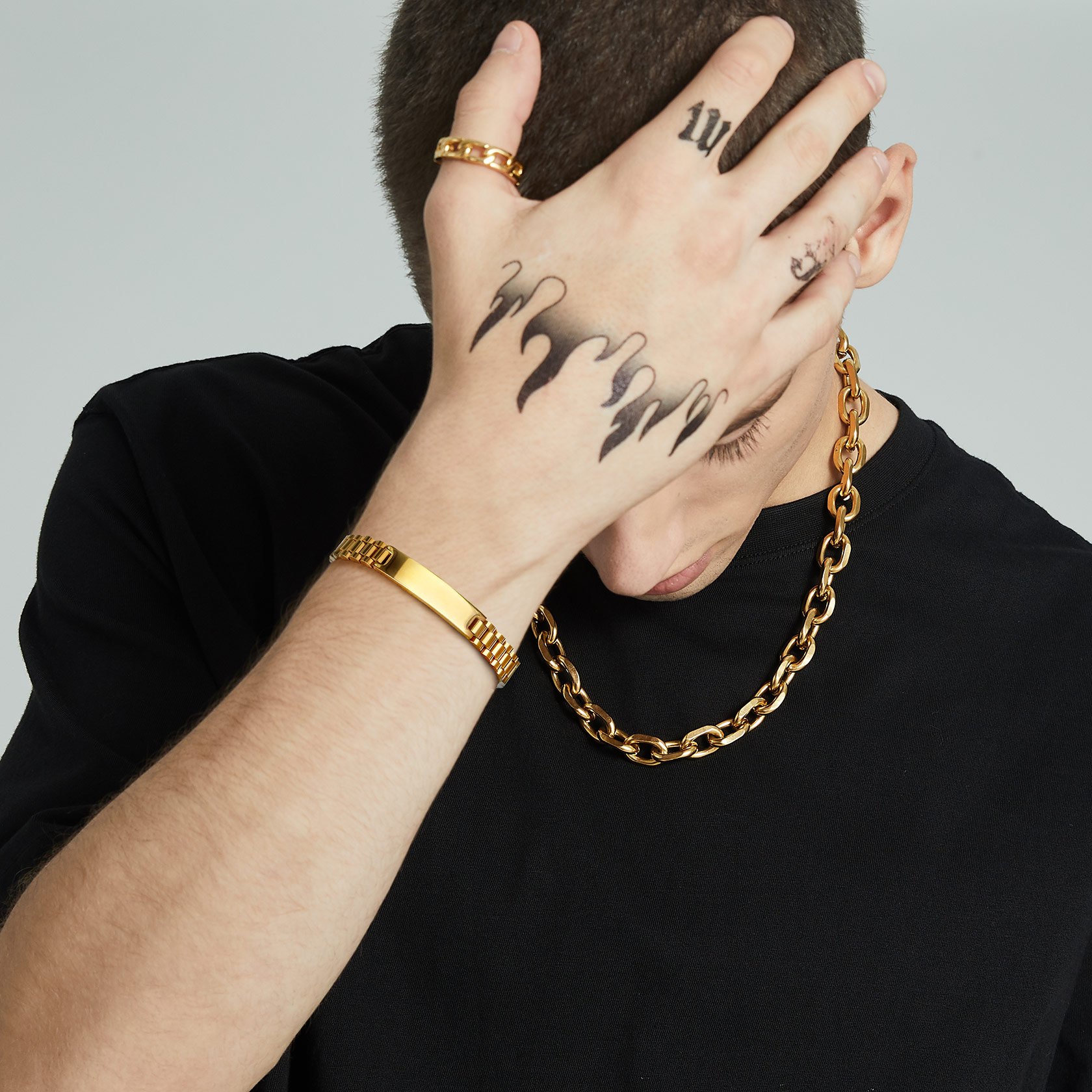 Personalized Engraving Wristband ID Bracelet for Couple gold model