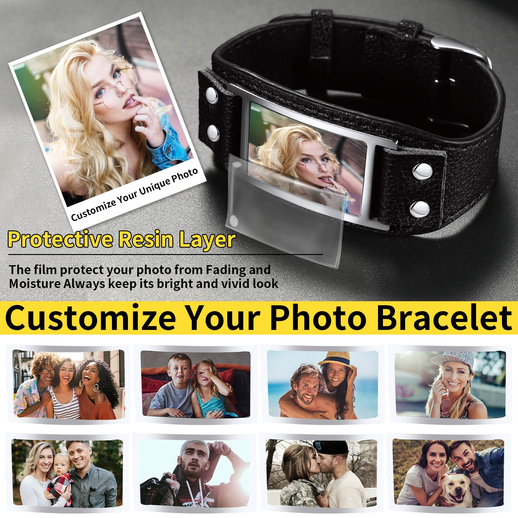 Custom Band Bracelet with Picture for Men