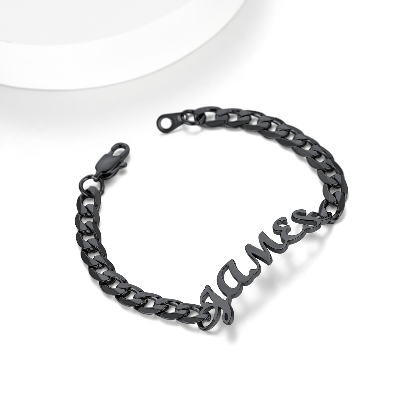 Custom Name Cuban Chain Bracelet for Men occasion black