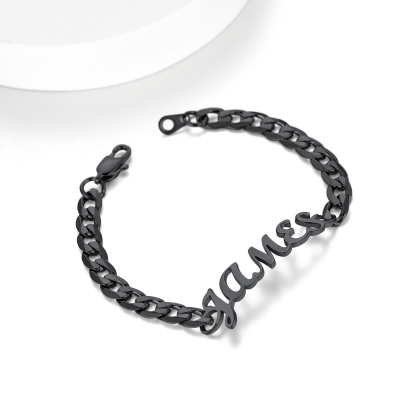 Custom Name Cuban Chain Bracelet for Men occasion black