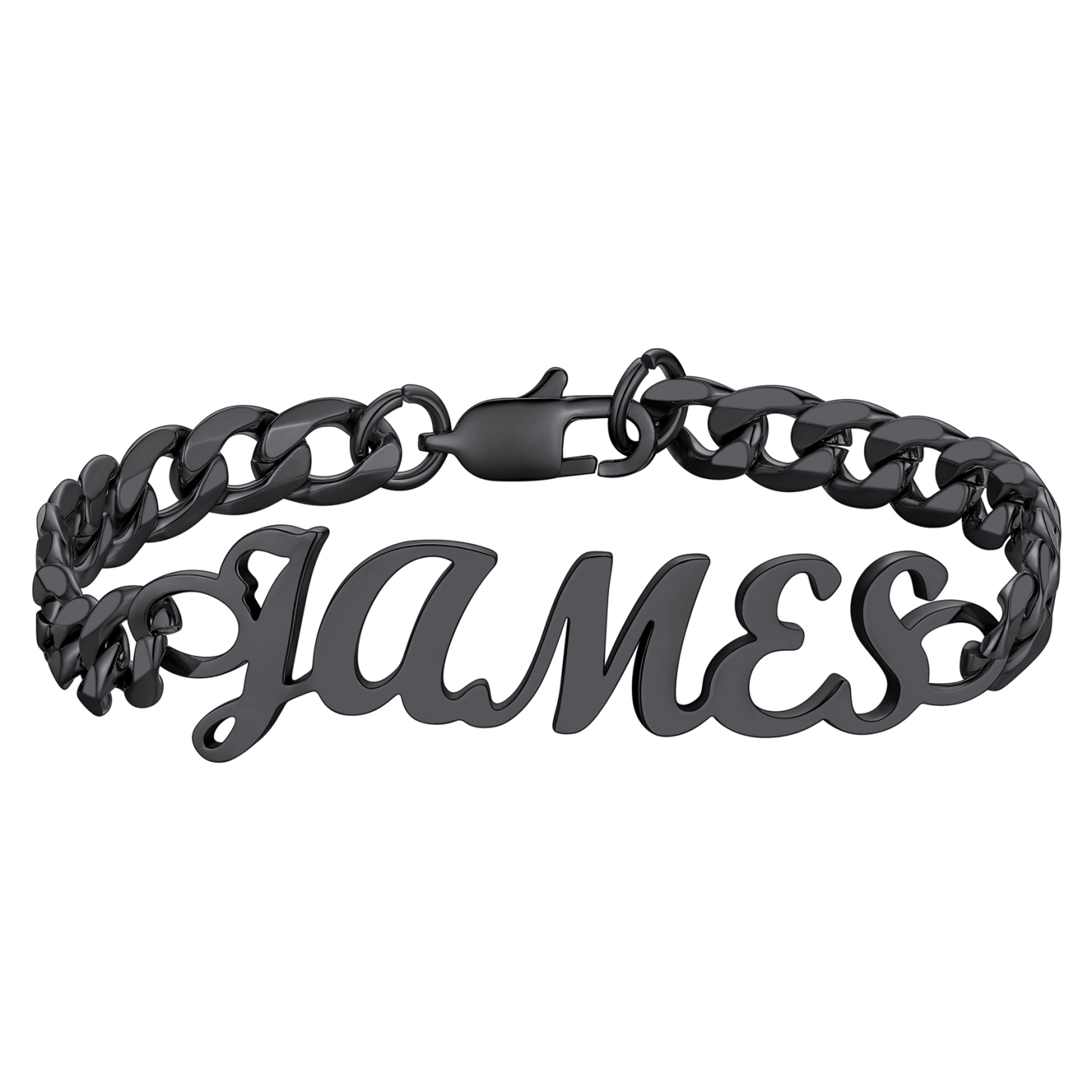 Custom Name Cuban Chain Bracelet for Men black