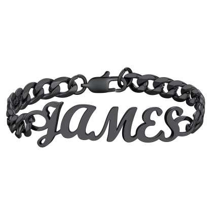 Custom Name Cuban Chain Bracelet for Men black