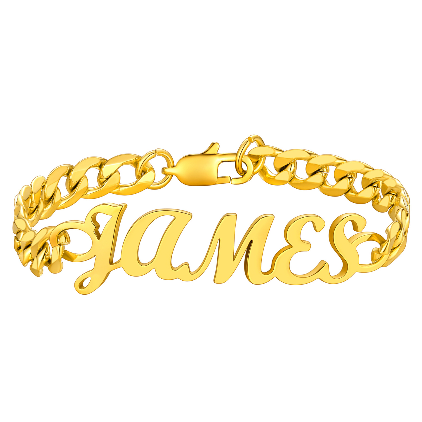 Custom Name Cuban Chain Bracelet for Men gold