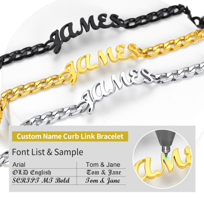 Custom Name Cuban Chain Bracelet detail