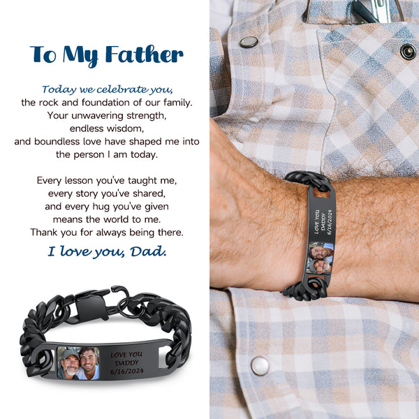 Personalized Picture Cuban Link Photo ID Bracelets for dad