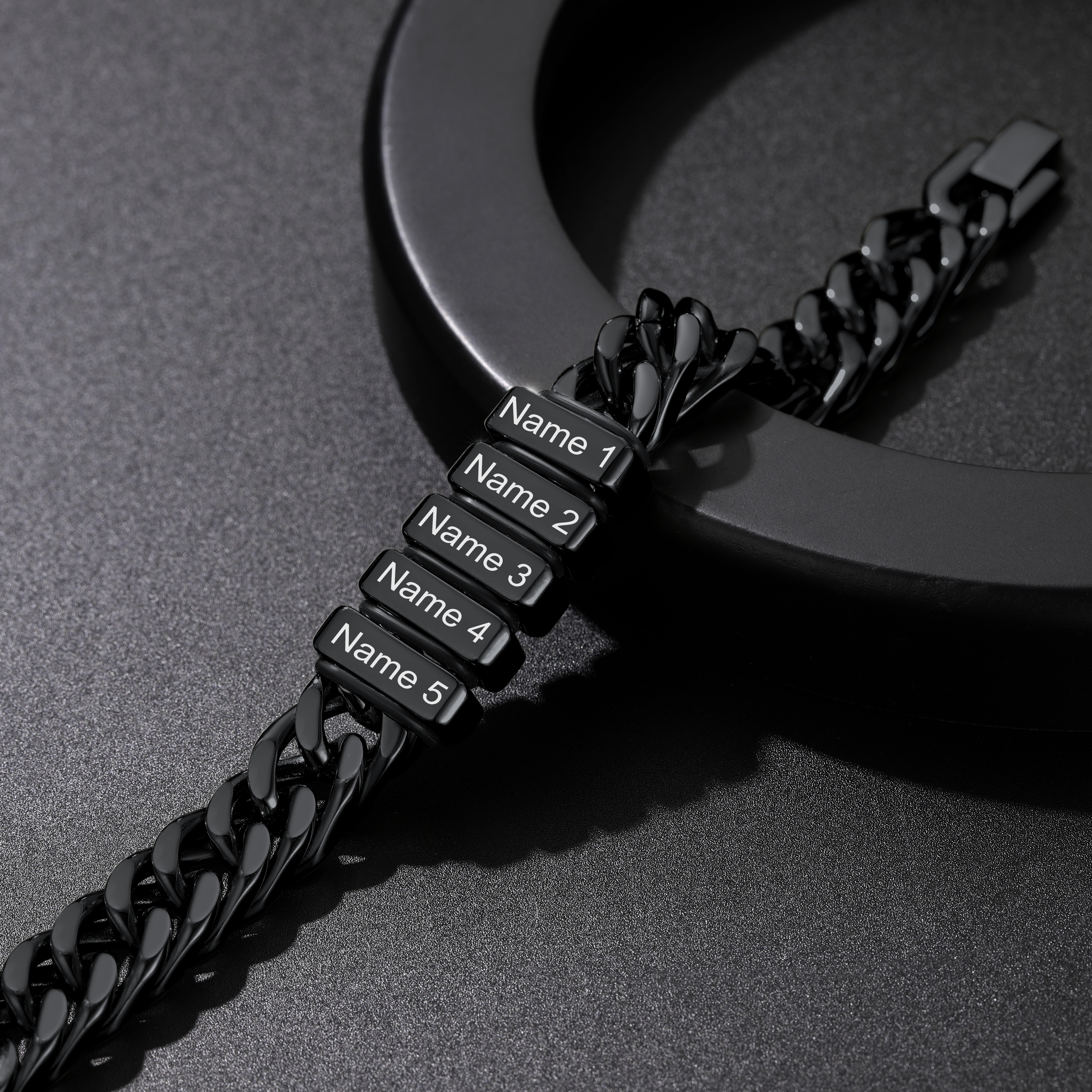 Personalized Name Engraved Beads Bracelet with Cuban Chain occasion