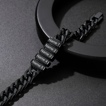 Personalized Name Engraved Beads Bracelet with Cuban Chain occasion