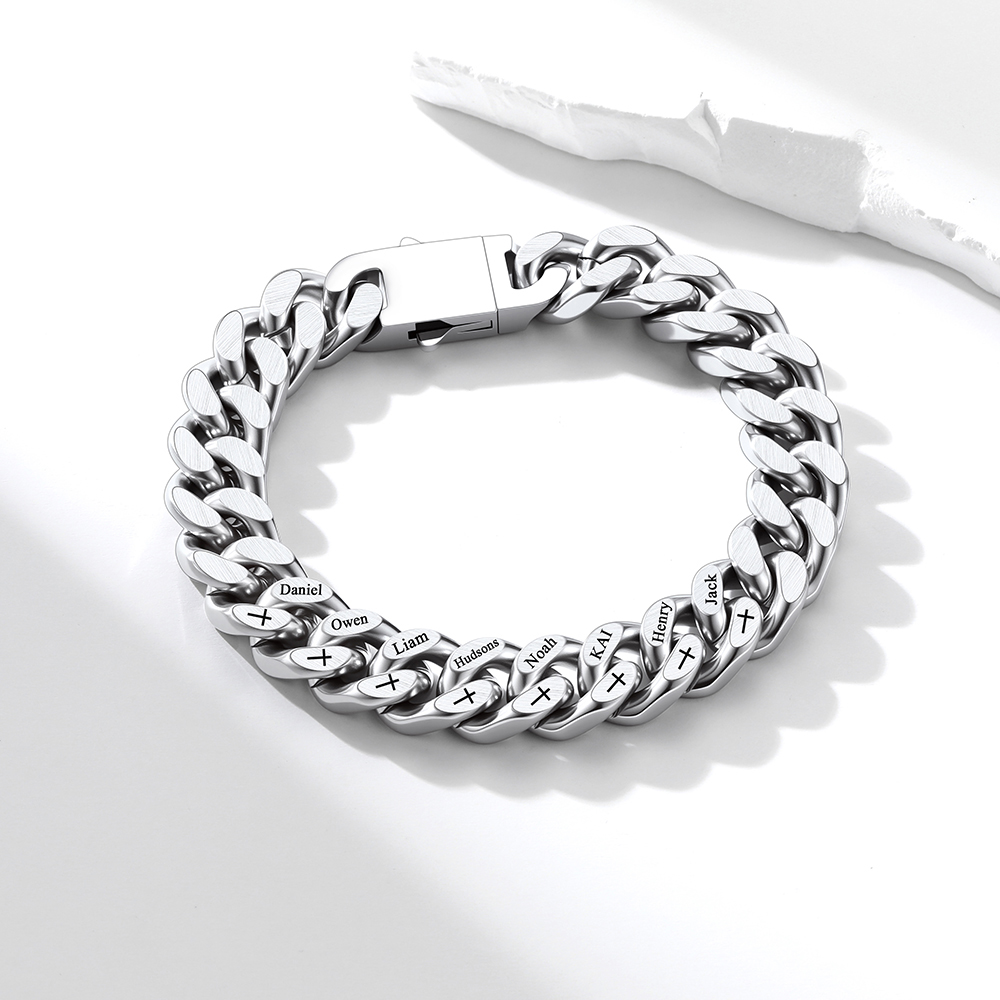 Custom Multi-Name Cuban Link Bracelet 12MM for dad